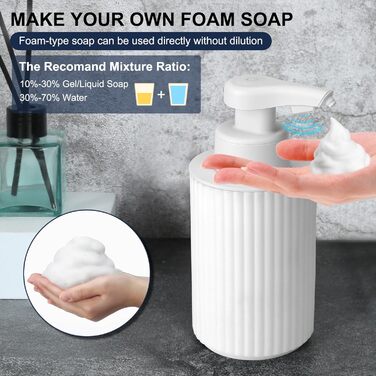 Phneems Automatic Soap Dispenser Electric Soap Dispenser Sensor with Sensor Automatic Foam Soap Dispenser Automatic Foam Dispenser No Touch Foam Dispenser for Bathroom, Kitchen, Office USB White