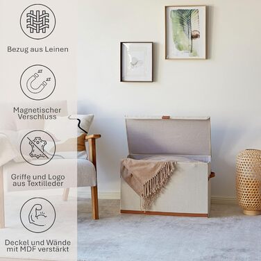 Преміум велика коробка для зберігання з кришкою LOVE IT STORE IT, тканинна, беж, 62x37,5x39 см, для вітальні