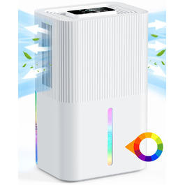 Електричний осушувач повітря 2700 мл з автоматичним вимкненням, таймером, нічним режимом та 7-кольоровим нічним світлом, портативний, для дому, ванної кімнати, підвалу. Осушує 550 мл/24 год