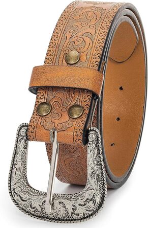 Жіночий/Чоловічий Ремінь Cowboy Стиль з Регульованою Пряжкою INOGIH - Ремінь з Вигравіюванням для Джинсів, Штанів, Суконь (30'-39')