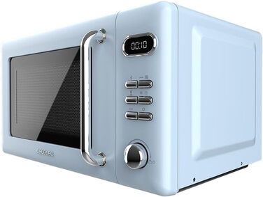 Мікрохвильова піч Cecotec Proclean 5110 Retro Blue, 20 л, 700 Вт, мікрохвильова піч з грилем, 8 програм, таймер 60 хв, розморожування, блакитний колір, захист від дітей