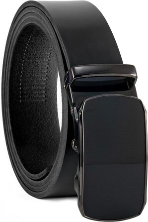 Чоловічий шкіряний ремінь Volmer ATG з автоматичною застібкою та регулюванням | Ширина 35 мм, розмір пояса 125 см, чорний колір, можна укоротити