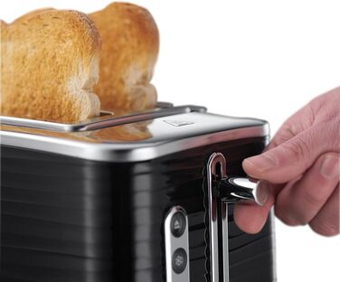 Тостер Russell Hobbs Inspire для 2 скибок, чорний, 6 режимів, широкі відділення, підставка для булочок, розморожування та підігрів