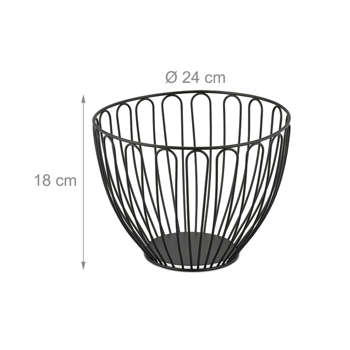 Relaxdays Black Metal Fruit Bowl