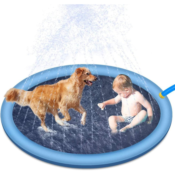 Dog pool for dogs, splash pool for pets, 100cm foldable sprinkler and splash play mat, dog splash pool, summer toy, spray cushion garden outdoor portable sprinkler.