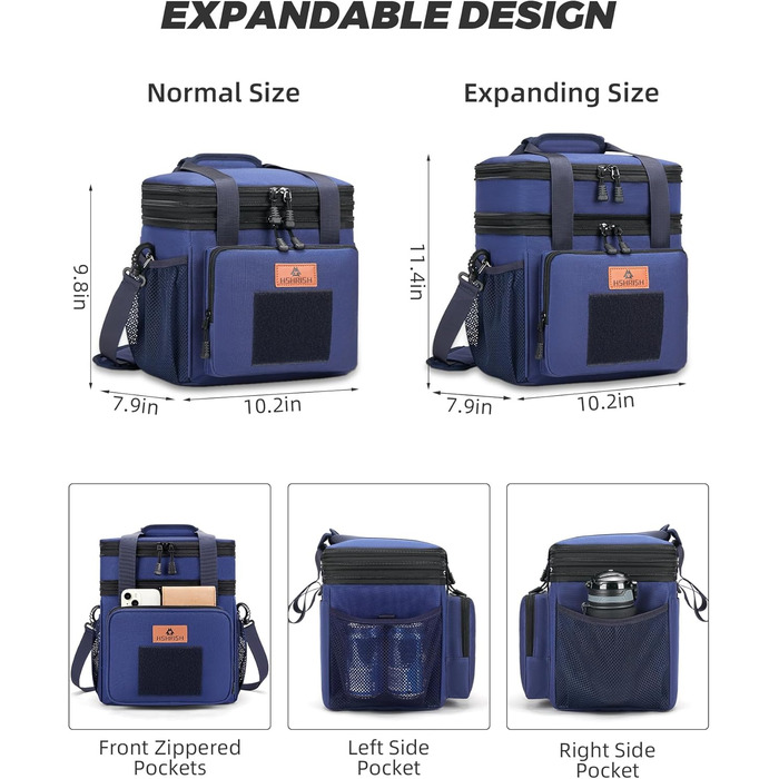 Тактична ланч-торба HSHRISH: велика ізольована сумка-холодильник для чоловіків та дорослих, водонепроникна, з 15L об'ємом, чорно-камуфляжний колір