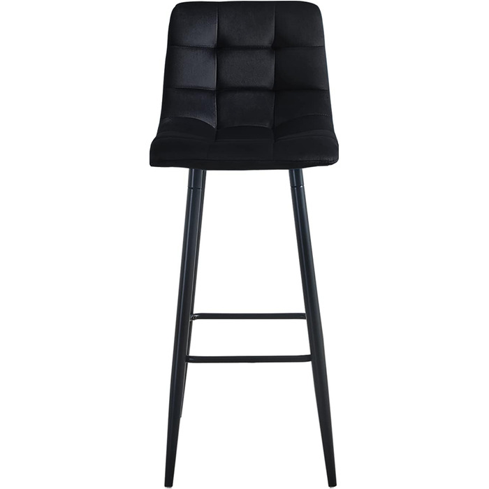 Velvet Bar Stools Set of 2 with Backrest - 66cm Seat Height - Black Kitchen Bar Stools for Countertops