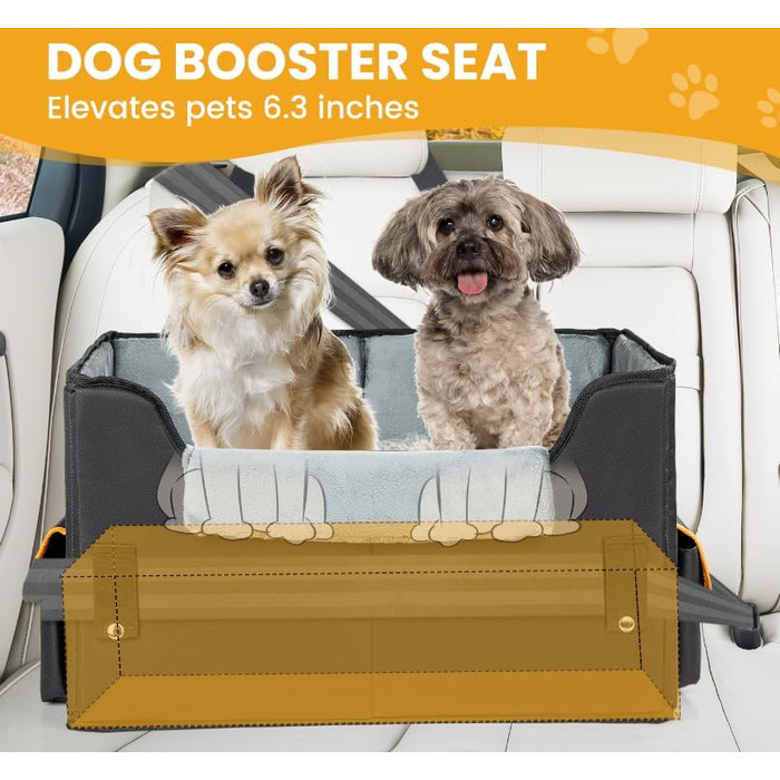 Автомобільний лежак для собак - чорний, 20 кг, M - зручний крісло-кошик для собак на переднє сидіння або заднє сидіння авто