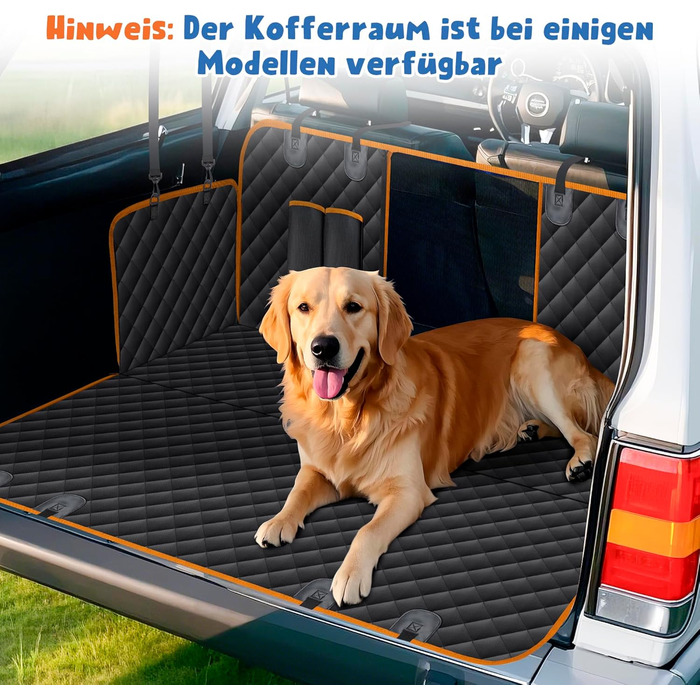 Водонепроникна підстилка для собак у машину з захистом боків та віконкою-сіткою, чорний/оранжевий