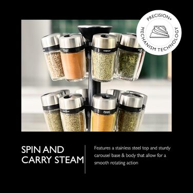 Карусель для спецій та трав Cole & Mason H121808U, 16 відділень, чорний пластик/нержавіюча сталь