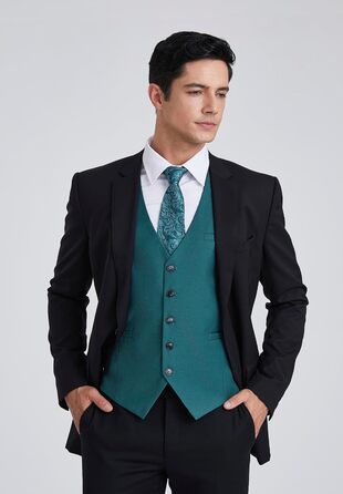 Жилет для чоловіків Enision: однотонний, з кишенями, для весілля, діловий стиль, розміри XS-4XL (4XL, блакитно-зелений)