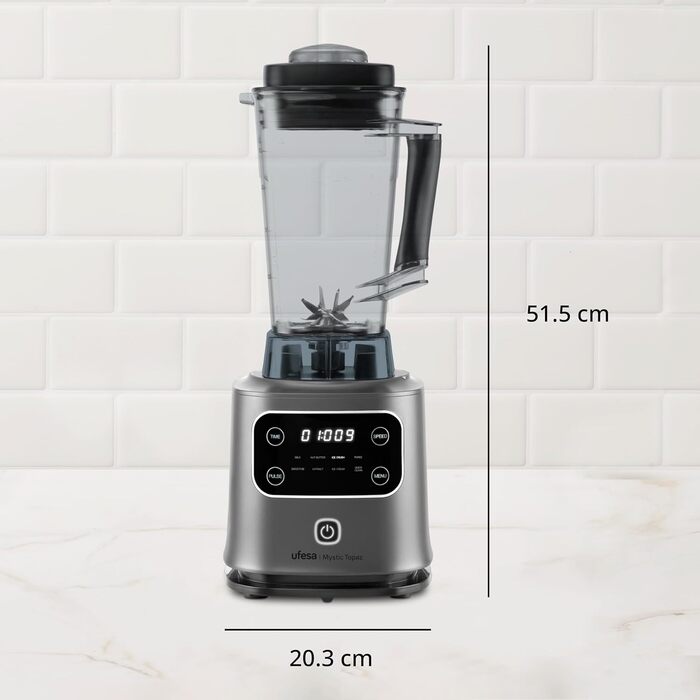 Ufesa Mystiz Topaz Stand Mixer, 2000W Power, 2L Tritan Jug, Electronic Speed Control, Touchscreen, 6 Stainless Steel Blades, 8 Automatic Programs, Ice Crushing Function