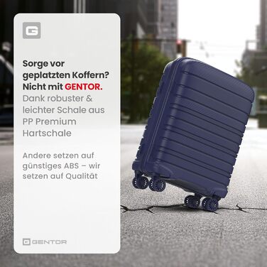 Чемодан GENTOR великий з колесами 64x44x24 см – легкий жорсткий чемодан Trolley з TSA-замком – валіза з жорстким корпусом для подорожей та відпочинку (XL, темно-синій)