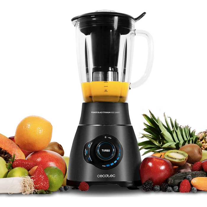 Блендер Cecotec Glas-Mixer Power Titanium 1800 Вт з колбою 1.8 л з термостійкого скла та титанових лез