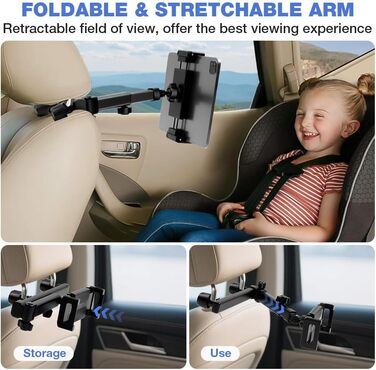 Тримач для планшета в авто AXFEE, висувний, універсальний, для iPad, iPhone, Switch, смартфонів 4.7-16 дюймів