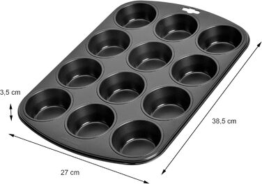 ORIGINAL KAISER Inspiration Baking Sheet with Lid, 42 x 29 x 4 cm & Inspiration Muffin Tin Sheet for 12 Muffins, Muffin Baking Sheet 38 x 27 cm, coated, standard size, cupcake molds, muffin sheet