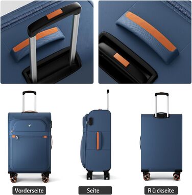 Великий валіза на колесах 78x48x30 см, тканинний, з кодовим замком, 109 літрів, блакитний