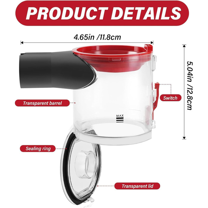 Контейнер для пилу сумісний з пилососами Dyson V7 (SV11) V8 (SV10), Замінна частина, Номер деталі 967699-01