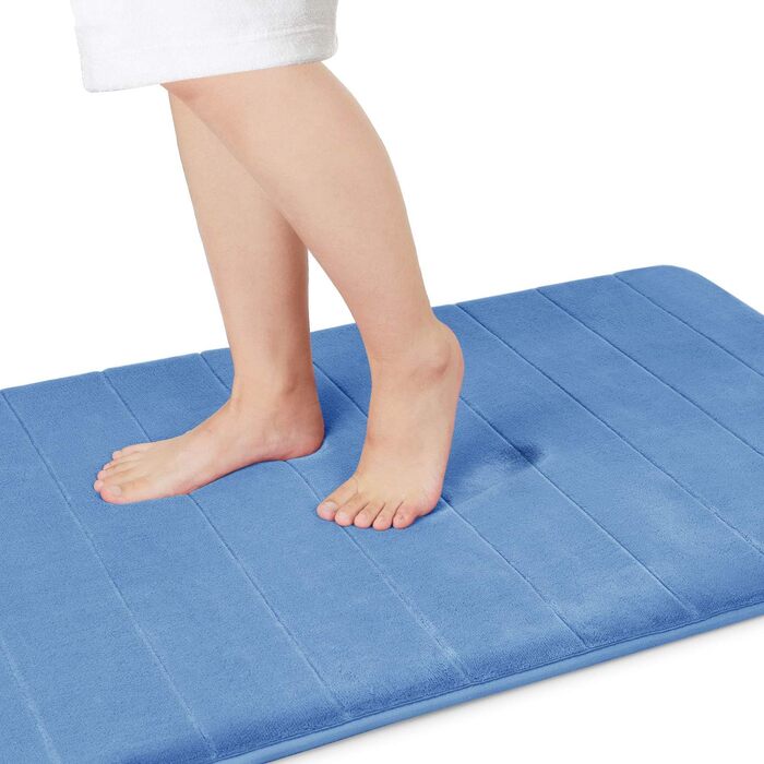 Килимок для ванної кімнати Yimobra з ефектом пам'яті (Memory Foam), м'який та гігроскопічний, протиковзкий, синій, 61 x 92 см