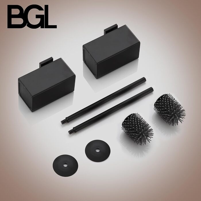 Настінний тримач для унітазної щітки BGL, матовий чорний, метал, 2 шт. в упаковці