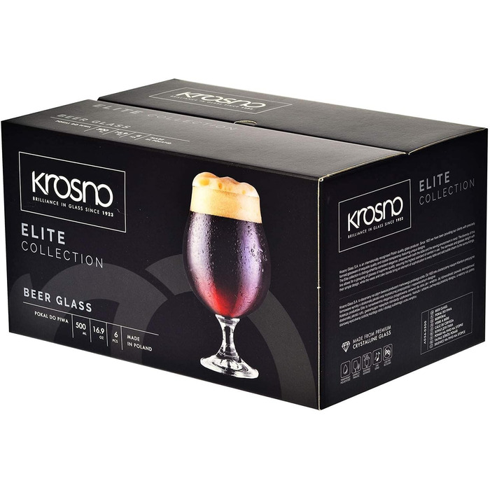 Набір склянок Krosno Dunkel Stout 500 мл (6 шт.) - Elite Collection | Для дому та свят | Склянка для пива 500 мл