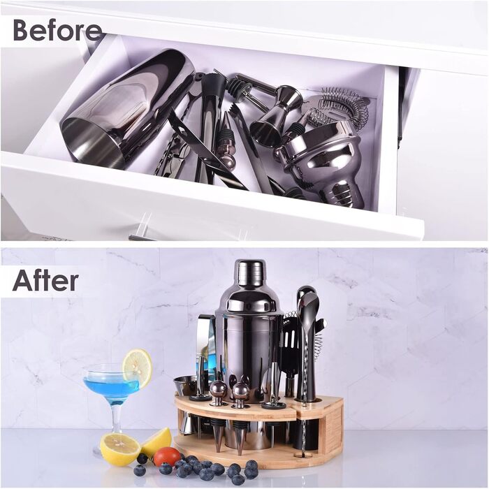 Набір шейкер для коктейлів Esmula 750 мл, 12 предметів, нержавіюча сталь, барменський набір, подарунок для чоловіків/жінок, стильний барний аксесуар з рецептами коктейлів (сірий)