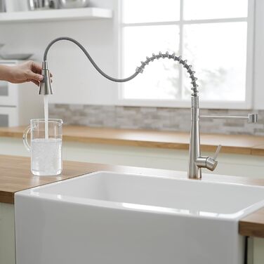 Кухонний змішувач TIMACO з поворотним гусаком 360° та висувною лійкою, з нержавіючої сталі, з покриттям з брашованого нікелю