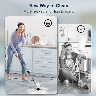 Електричний дрібний шкребок для чищення, щітка для дому, 400 об/хв, 8 змінних насадок, 90 хвилин роботи, 3 регульовані розміри, 2 регульовані швидкості для ванної кімнати Pro