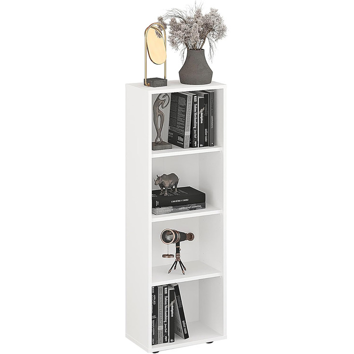 Білий книжковий стелаж KOMTO Regal 80 см, 3 полиці, регульовані полиці, підлоговий, 80x90x24 см, для зберігання книг і декору