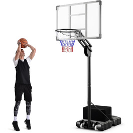 COSTWAY Adjustable Height Basketball Hoop System - Outdoor Mobile Basketball Stand with Wheels & Weight Bag (149-305cm)