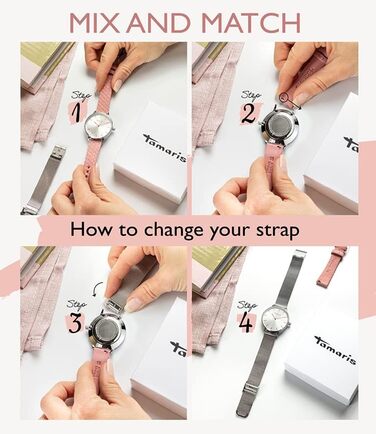 Жіночий годинник Tamaris з мікросітчатим ремінком зі сталі та сердечком (Золотий мікросітка / Сердечко)