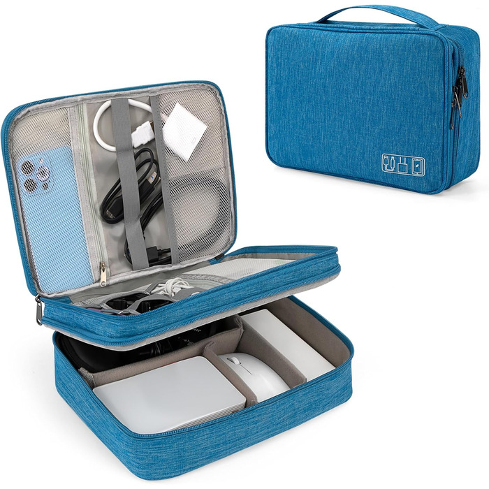 Водонепроникна сумка-органайзер для електроніки 2 відділення, 27x20x8 см, блакитна
