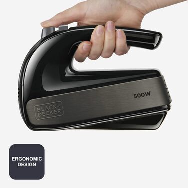 Ручний міксер Black+Decker BXMX500E, 500W, нержавіюча сталь, сірий/чорний