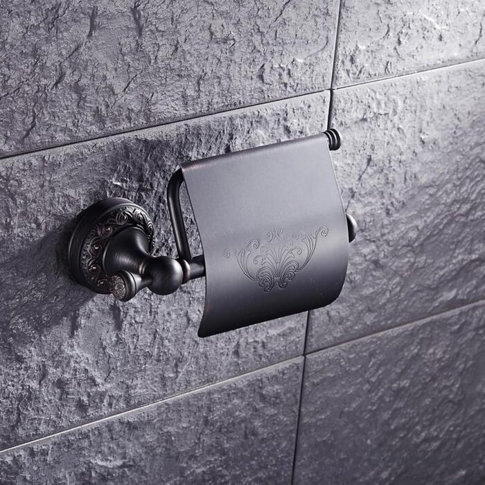 Тримач туалетного паперу вінтажний з латуні з кришкою, настінний, для ванної кімнати, бронзовий (олійна обробка)