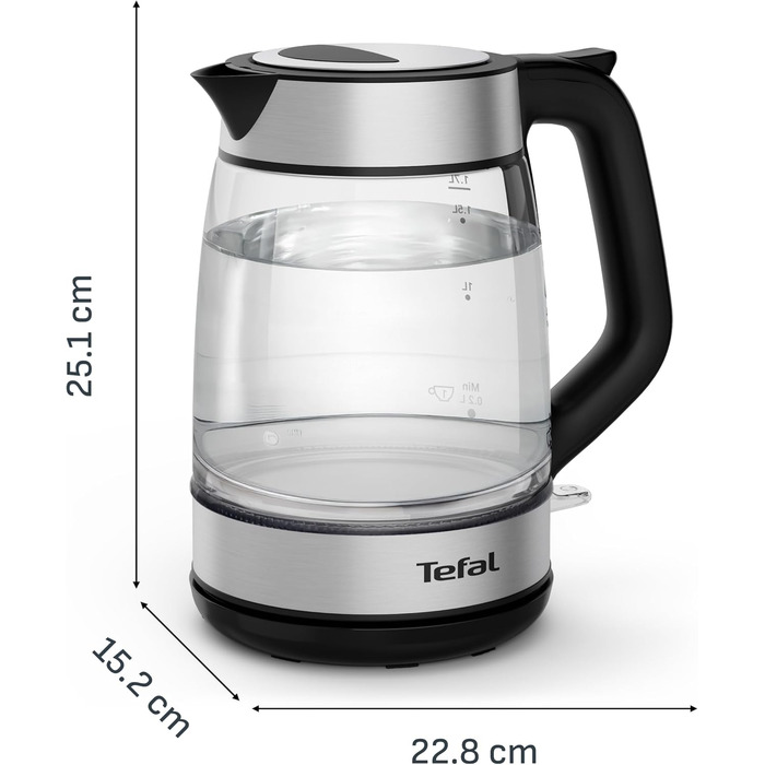 Електричний чайник Tefal KI1R0DE0 зі сталі, 1.7 л, 2200 Вт, з автоматичним вимкненням та фільтром від накипу