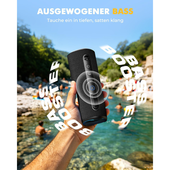 Портативна Bluetooth колонка StageSound 40W з басами, RGB підсвіткою, IP67 водонепроникна, TWS стерео, 12 год автономії для подорожей, кемпінгу, вечірок