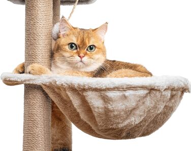 Клітка-кіт для котів Kratzbaum 145 см: Кліматичний комплекс з сизалевих стовпів, печери, платформ та лежанки для кошенят (Бежевий)