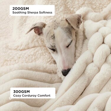 Водонепроникний плед для собак BEDSURE - 102 x 127 см, миючий, для великих собак, м'який та пухнастий, захисний плед на собаче ліжко, (M(76x102cm), кремовий)