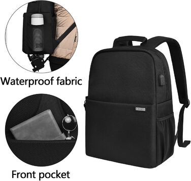 Чохол для камери CADeN, ватерпроф, з двома відділеннями, сумісний з Canon, Nikon, Sony - чорний (L)