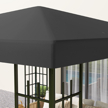Outsuuny Replacement Canopy for Gazebo 3 x 3 m, Waterproof Gazebo Roof, Replacement Cover for Garden Gazebo, Replacement Parts Made of Oxford Fabric, 370 g/m², Dark Grey | Aosom