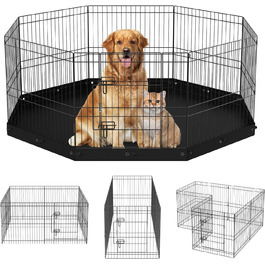 VEVOR 8-Panel Foldable Dog Playpen with Waterproof Cover & Mat - 61cm High