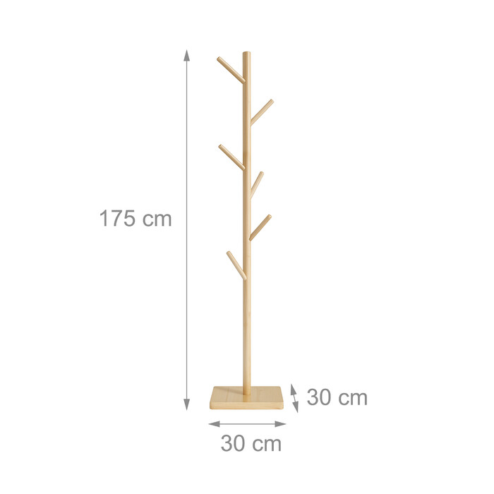 Relaxdays Bamboo Coat Rack with 8 Hooks