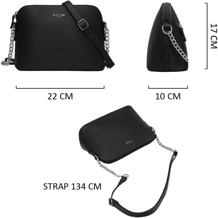 Сумка жіноча David Jones через плече, чорна: кросбоді, клатч, вечірня, повсякденна, зі шкіри PU, на ланцюжку