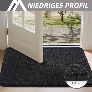 Килимок для входу COSY HOMEER 50x80 см, чорний - м'який, вологопоглинаючий, антиковзкий, для кухні, коридору, приміщення
