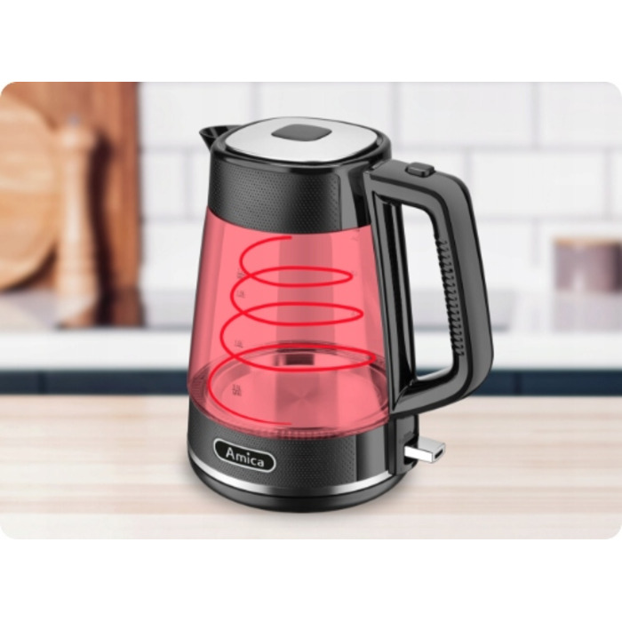Електричний чайник Amica KD 2050G, 2200 Вт, 1,7 л, сріблястий/сірий
