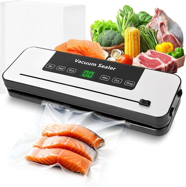 Вакуумний пакувальник Vakuumiergerät Profi з LED-дисплеєм, 50 пакетів, вбудований різак, функції 'Волого/Сухо', для кухні та їдальні