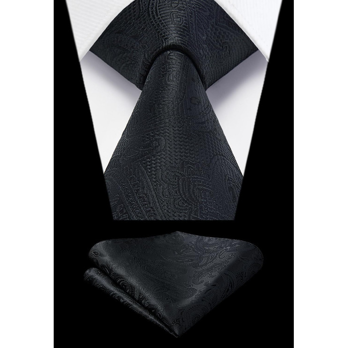 HISDERN Комплект краватки та нагрудного хустинки з квітковим візерунком Пайслі, зелений/чорний