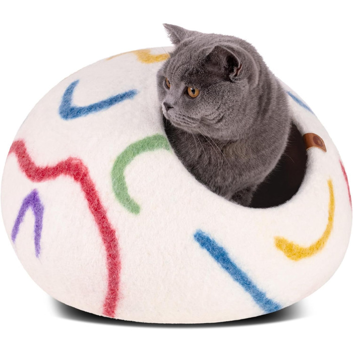 Кішка ліжко MEOWFIA, висока, екологічна, з 100% мериносової вовни, для котів та кошенят (Сірий Хеграу), Tucson Sunset, L