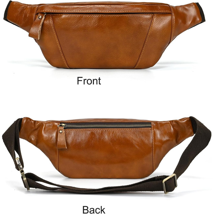 Чоловіча поясна сумка LUUFAN з натуральної шкіри, світло-коричнева (1034)