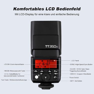 Спалахувач Godox TT350S для Nikon з радіосинхронізацією 2.4G X System, 1/8000s HSS, Li-Ion акумулятор 2500mAh